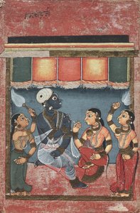 Krišna s Rádhou a dvěma pomocníky recto, Jagannath, Subhadra a Balarama...verze, 18. století od Unbekannt