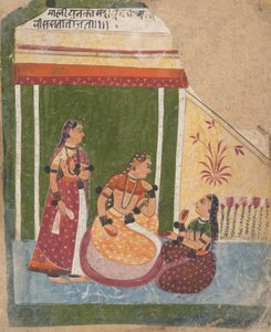 Dámy v pavilonu... ze série Dispersed Ragamala Girl of Musical Modes, ca. 1640-50. od Unbekannt
