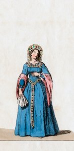 Dvorní dáma, návrh kostýmů pro Shakespearovu hru, Jindřich VIII., 19. století od Unbekannt
