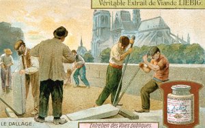 Pokládání dlažebních desek v pařížské ulici, c1900 od Unbekannt