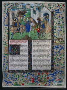 List z Jehan de Courcys Universal Chronicle: King Priam Meets Helen and Paris..., c. 1470. od Unbekannt