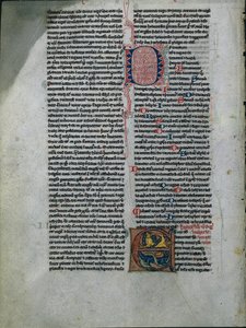 List z Bible: Iniciála E: Propletení lvi a hadi 1 ze 2 vyříznutých listů, c. 1225-50. od Unbekannt