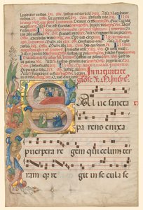List z graduálu: Historická počáteční S[alve Sancta Parens] s Narozením Panny recto, c. od Unbekannt