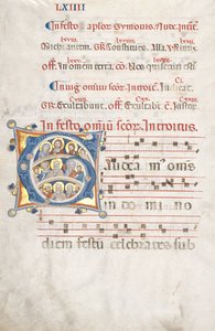 List z graduálu: Iniciála G s Kristem, Pannou a apoštoly, c. 1300. od Unbekannt