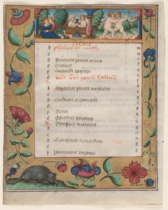 List ze žaltáře a modlitební knížky: Kalendářní stránka s verso Labors, c. 1524. od Unbekannt