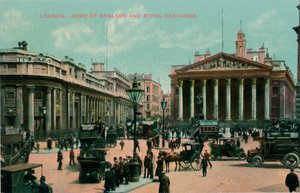 Londýn, Bank of England a Royal Exchange, c1910 od Unbekannt