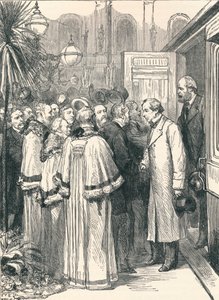 Lord Beaconsfield a Lord Salisbury na nádraží Charing Cross, 1896 od Unbekannt