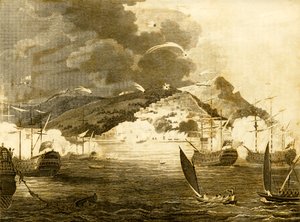 Lord Exmouths Fleet bombarduje město Alžír, 1816. od Unbekannt