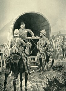 Lord Roberts píše zásilky v transportním vagónu, ve kterém spal, 1901. od Unbekannt