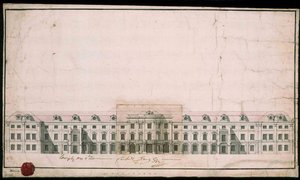 Ludwigsburgský palác. Návrh fasády severního křídla od Unbekannt