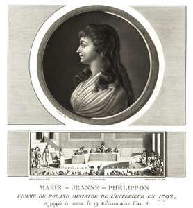 Madame Roland nebo Marie-Jeanne Phelippon (1754-1793), Girondist, spolu se svým manželem Jean-Marie Roland de la Platiere od Unbekannt