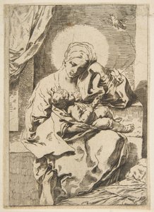 Madonna a dítě s ptákem, kopie v rubu podle Cantariniho, ca. 1635-1636 nebo později. od Unbekannt