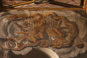 Madrona, Pfarrei von Sankt Peter. Die Kirche. Innenraum. Das Kirchenschiff. Wandmalereien. (Detail). Barock. von Unbekannt