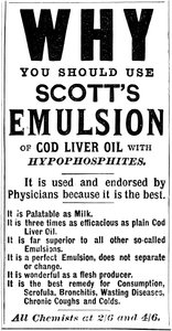 Reklama v časopise na Scotts Emulsion of Cod Liver Oil, 1890 od Unbekannt