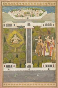 Mahliqa, dcera čínského císaře, ukazuje na ptačího muže Khwaja Mubarak..., c. 1710. od Unbekannt