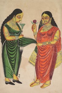 Maid Bringing a Hookah to a Lady, 1800s. od Unbekannt