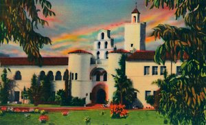Hlavní vchod. Administrativní budova, státní vysoká škola. San Diego, Kalifornie, c1941 od Unbekannt
