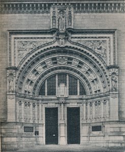 Hlavní vchod, Victoria and Albert Museum, se sochou Alfreda Druryho, c1909. od Unbekannt