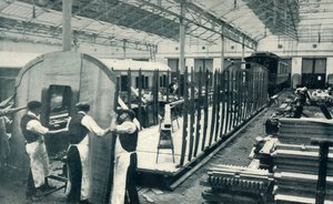 Výroba železničního vagónu, 1922. od Unbekannt
