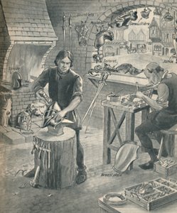 Výroba brnění pro staré rytíře, c1934 od Unbekannt