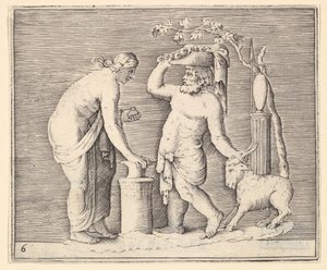 Muž a žena obětující kozu, publikoval ca. 1599-1622. od Unbekannt