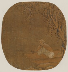 Muž lovící z lodi pod stromem, možná dynastie Ming, 1368-1644. od Unbekannt