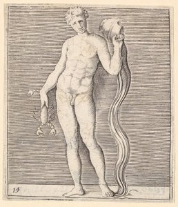 Muž s raky a urna vody, publikoval ca. 1599-1622. od Unbekannt