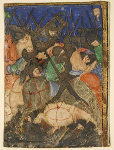 Rukopisný řez zobrazující scénu z Hebrejských písem, Snad život krále Davida, c.1400. od Unbekannt