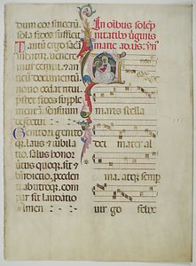 Rukopisný list s iniciálou A, z antifonáře, italština, 15. století. od Unbekannt