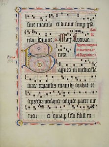 Rukopisný list s iniciálou B, z antifonáře, němčina, druhá čtvrtina 15. století. od Unbekannt