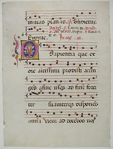 Rukopisný list s iniciálou O, z antifonáře, italština, 15. století. od Unbekannt