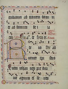 Rukopisný list s iniciálou R, z antifonáře, němčina, druhá čtvrtina 15. století. od Unbekannt