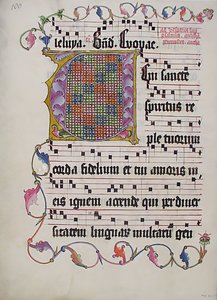 Rukopisný list s iniciálou V, z antifonáře, němčina, druhá čtvrtina 15. století. od Unbekannt