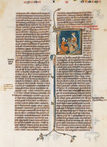 Rukopisný list s otevřením Knihy Nehemiášovy, z Bible, francouzsky, ca. 1280-1300. od Unbekannt