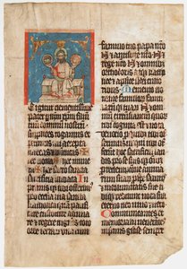 Rukopisný list s Nejsvětější Trojicí v iniciále T, z misálu, ca. 1390. od Unbekannt