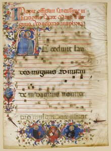 Rukopisný list s vizitací v iniciále A a kardinál Adam Easton..., Ital, ca. 1400. od Unbekannt