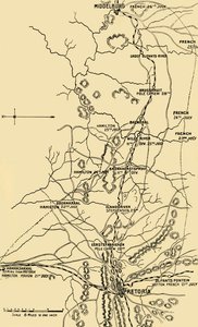 Mapa znázorňující přesun na východ z Eerstefabrieken do Middelburgu, 1901. od Unbekannt