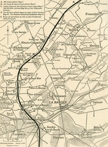 Mapa znázorňující operace první armády..., první světová válka, 1915, c1920. od Unbekannt