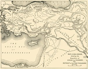 Mapa Malé Asie, expedice Kýra mladšího a ústup deseti tisíc, 1890. od Unbekannt