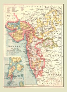 Mapa Bombaje, Beraru a části střední Indie, 1902. od Unbekannt