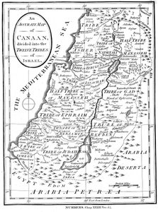 Mapa Kanaánu rozděleného do dvanácti kmenů Izraele, c1830 od Unbekannt