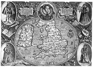 Mapa Anglie, 16. století, 1896 od Unbekannt
