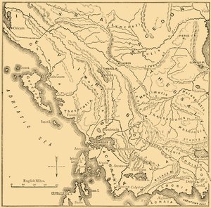 Mapa Epiru a západního Řecka, 1890. od Unbekannt