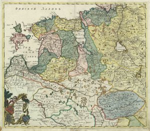 Mapa Estonska a Livonska, 1745 od Unbekannt