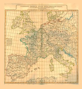 Mapa Evropy, 1821. od Unbekannt