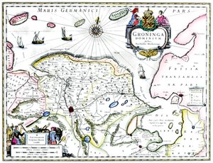 Mapa Groningen, Nizozemsko, 17. století od Unbekannt
