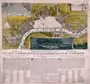 Mapa Londýna, 1666 od Unbekannt