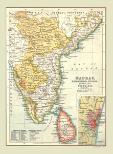 Mapa Madras, Hyderabad, Mysore, Coorg a Ceylon, 1902. od Unbekannt