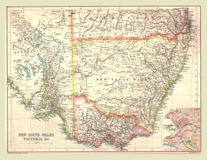 Mapa Nového Jižního Walesu a Victorie, 1902. od Unbekannt