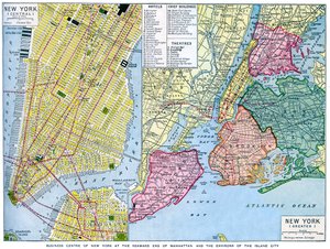 Mapa New York City, USA, c1930 od Unbekannt